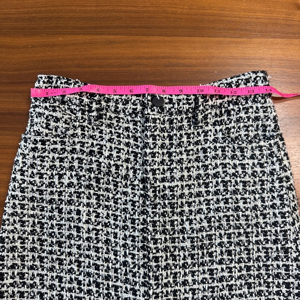 Alice + Olivia Rye Tweed Maxi Skirt 0 Black White High Slit Luxury Dark Academia - Picture 7 of 14